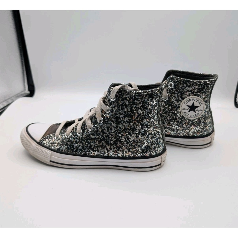 Converse Unisex Big Kid Chuck Taylor All Star Glitter Sneaker Black 4 US
